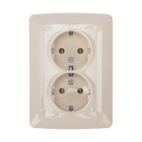KRANZ DEA Розетка 2-ая керамика с/з с/у 16А Беж