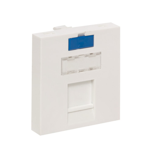 Вставка розеточная TERACOM PRO 45x45мм формат Mosaic на 1 модуль Keystone со шторкой и маркером белая