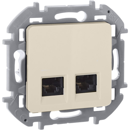 Розетка компьютерная двойная RJ45 категория 5e UTP - Legrand/Daccord Inspiria - слоновая кость