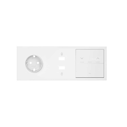 Simon 100 Белый матовый  Кит 3 поста, фронт. Накладка на 1 розетку Schuko + 1 з/у 2xUSB + 1 клавиша выключателя + 1 клавиша жалюзи
