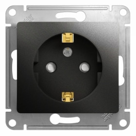 Systeme Electric Glossa Антрацит Розетка с/з со шторками, 16А