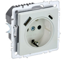 IEK BRITE BASE Жемчуг Розетка с з/к/ш 16А с USB A+C 18Вт РЮш11-1-БрЖ