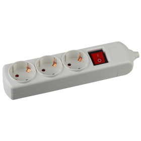 ЭРА Колодка K-3es 3 розетки с зазeмлением с выключателем белая