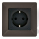 Valena LIFE. Силовая розетка 2К+З 16А 250В с защитными шторками. Безвинтовые зажимы. С лицевой панелью. Антрацит.