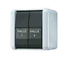 JUNG Сдвоенная кнопка 10AX 250V~ с универсальными контактами и полем для надписи IP44