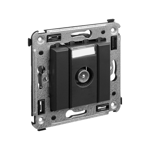 Розетка TV проходная в стену, Avanti, черный матовый