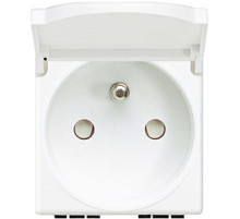 BT LL Бел Розетка с/з, 2P+E 10А/16А 250В с крышкой, 2 мод.