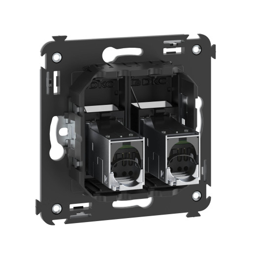 Компьютерная розетка RJ-45 в стену, кат.6 экранированная  двойная, Avanti, черный матовый