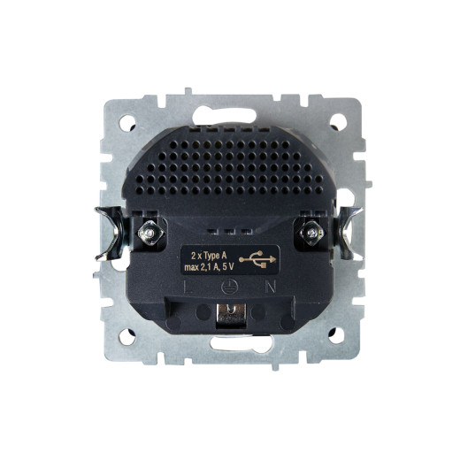 BRITE Роз. с з/к/ш 16А с USB A+A 2,1А РЮш10-1-БрЧ черн. IEK