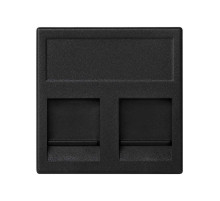 Simon Connect Графит Адатер со шторками на 2 коннектора RJ45, AMP(S110,SL110,SLt),Brand-Rex, 45х45мм