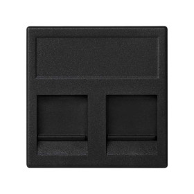 Simon Connect Графит Адатер со шторками на 2 коннектора RJ45, AMP(S110,SL110,SLt),Brand-Rex, 45х45мм