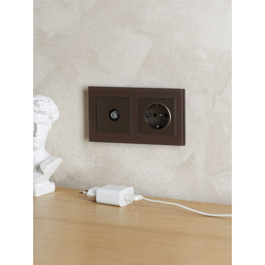 BRITE Рамка 2-мест. РУ-2-2-БрТБ стекло бр. IEK