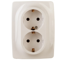 ЭРА Розетка Серия 12 12-2006-02 двойная с заземлением 2X2P+E Schuko 16А-250В б.л.слоновая кость