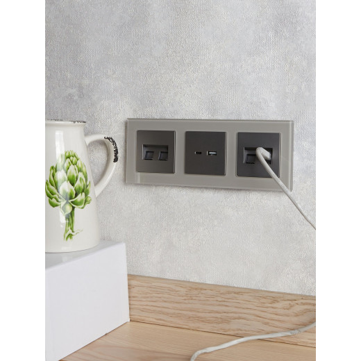 BRITE Роз. двойная RJ11+RJ45 кат.5E РК/Т12-БрС сталь IEK