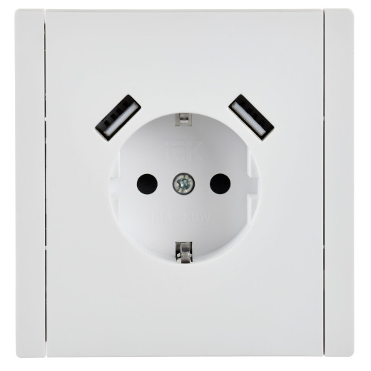 FORTE&PIANO Роз. з/к/ш в/к 16А USB A+A 3,1А FP245 бел. IEK