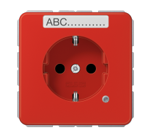 JUNG SCHUKO-розетка с полем для надписи и индикатором, красная