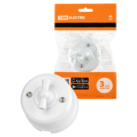 TDM Выключатель поворотный 2-кл. с ручкой (бантик) 10А белый «Виви»