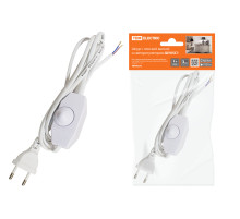 TDM Шнур с плоской вилкой и светорегулятором ШУ05С1 (200Вт, RL) ШВВП 2х0,75мм2 2м. белый