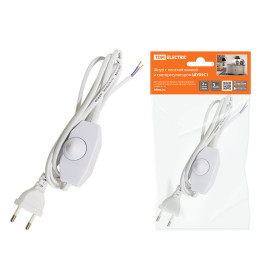 TDM Шнур с плоской вилкой и светорегулятором ШУ05С1 (200Вт, RL) ШВВП 2х0,75мм2 2м. белый