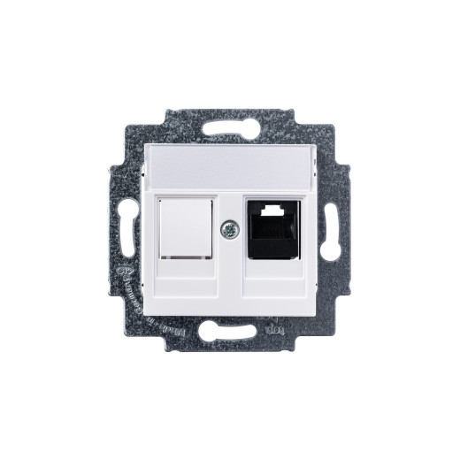 Розетка информационная ABB Levit RJ45 категория 5e и заглушка белый