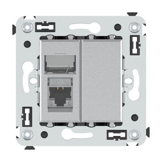 Компьютерная розетка RJ-45 в стену, кат.5e одинарная экранированная, Avanti, закаленная сталь