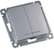 Hegel Мастер внутр Серебро ВС10-452-06 Выключатель 2-клавишный, с индикацией, механизм