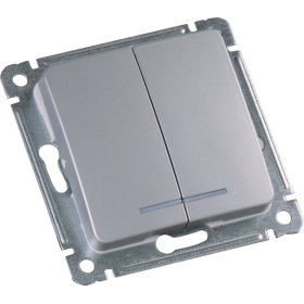 Hegel Мастер внутр Серебро ВС10-452-06 Выключатель 2-клавишный, с индикацией, механизм