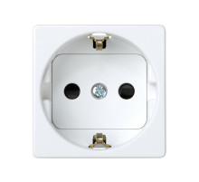 Simon 27 Мех Белая Розетка 2к+з Schuko с шторками, безвинтовой зажим, 10/16А 250