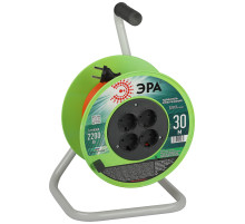 ЭРА Удлинитель силовой RP-4-2x1.0-30m на пластиковой катушке без заземления 4 розетки 30м ПВС 2х1мм2