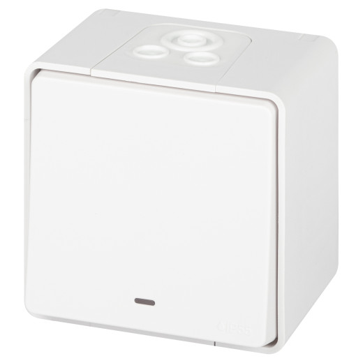 Переключатель ЭРА Эксперт 11-1507-01 с подсветкой IP55 10АХ-250В ОУ белый