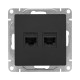 Механизм розетки RJ45 - 2шт, (cat5), чёрный Эпика EKF