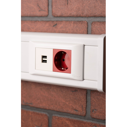 Розетка USB A+A, 2.1А, 2 гнезда, без индикатора EKF