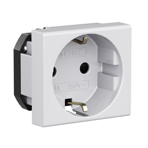 Розетка силовая 2Р+Е, со шторками, Viva, 2 мод., серая