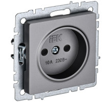 IEK BRITE BASE Сталь Розетка без з/к с з/ш 10А РСш10-2-БрС