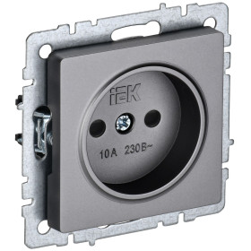 IEK BRITE BASE Сталь Розетка без з/к с з/ш 10А РСш10-2-БрС
