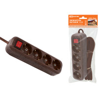 TDM Удлинитель бытовой  У04В выключатель, 4 гнезда, 5метров,2П+3, ПВС 3х1мм2 