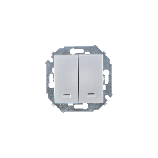 Simon 15 Алюминий Выключатель 2-кл с подсветкой, 16А, 250В, винт.заж.