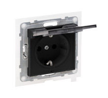 Legrand/Daccord SUNO Антрацит Силовая розетка 2К+З 16А 250В влагозащитная IP44 с крышкой и с защитными шторками.Безвинтовые зажимы.