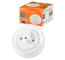 TDM Выключатель скрытой установки фарфоровый поворотный проходной с ручкой (бантик) 10А белый «Болонь» T