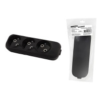 TDM Колодка розеточная 3 гнезда 2П б/з 10А 250В черная серии 