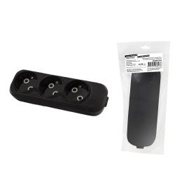 TDM Колодка розеточная 3 гнезда 2П б/з 10А 250В черная серии 