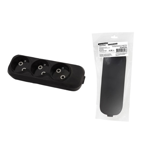 Колодка розеточная 3 гнезда 2П б/з 10А 250В черная серии 