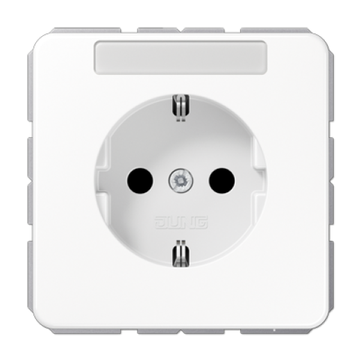 Штепсельная розетка SCHUKO 16A 250V~ ударопрочная, с полем для надписи, белая