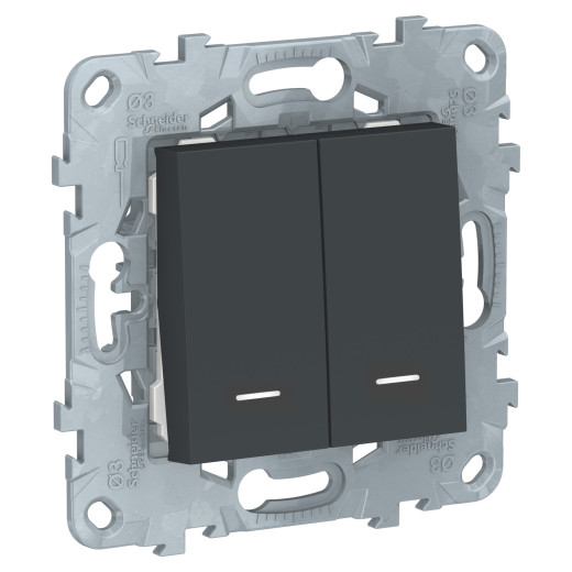 UNICA NEW ВЫКЛ 2кл,2мод,подсв,2сх1а,АНТ