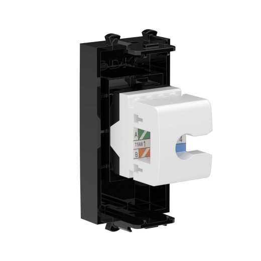 Компьютерная розетка RJ-45 без шторки модульная, кат.5е, Avanti, черный квадрат, 1 модуль