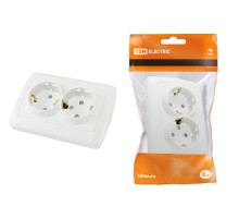 TDM Розетка двойная 2П+З 16А 250В с защ. шт. белая 