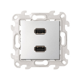 Simon 24 Алюминий Розетка 2xUSB 2.0 для передачи данных
