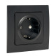Стокгольм Механизм Розетки 1-местной с/з 16А винтовые клеммы черный с защ. штор. EKF PROxima