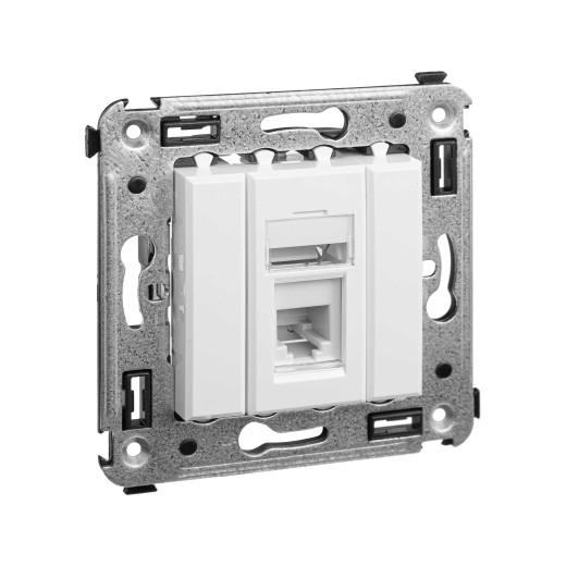 Телефонная розетка RJ-12 в стену одинарная, Avanti, белое облако