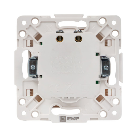 Стокгольм Механизм Розетки USB 2-местной 2,1А винтовые клеммы белый EKF PROxima